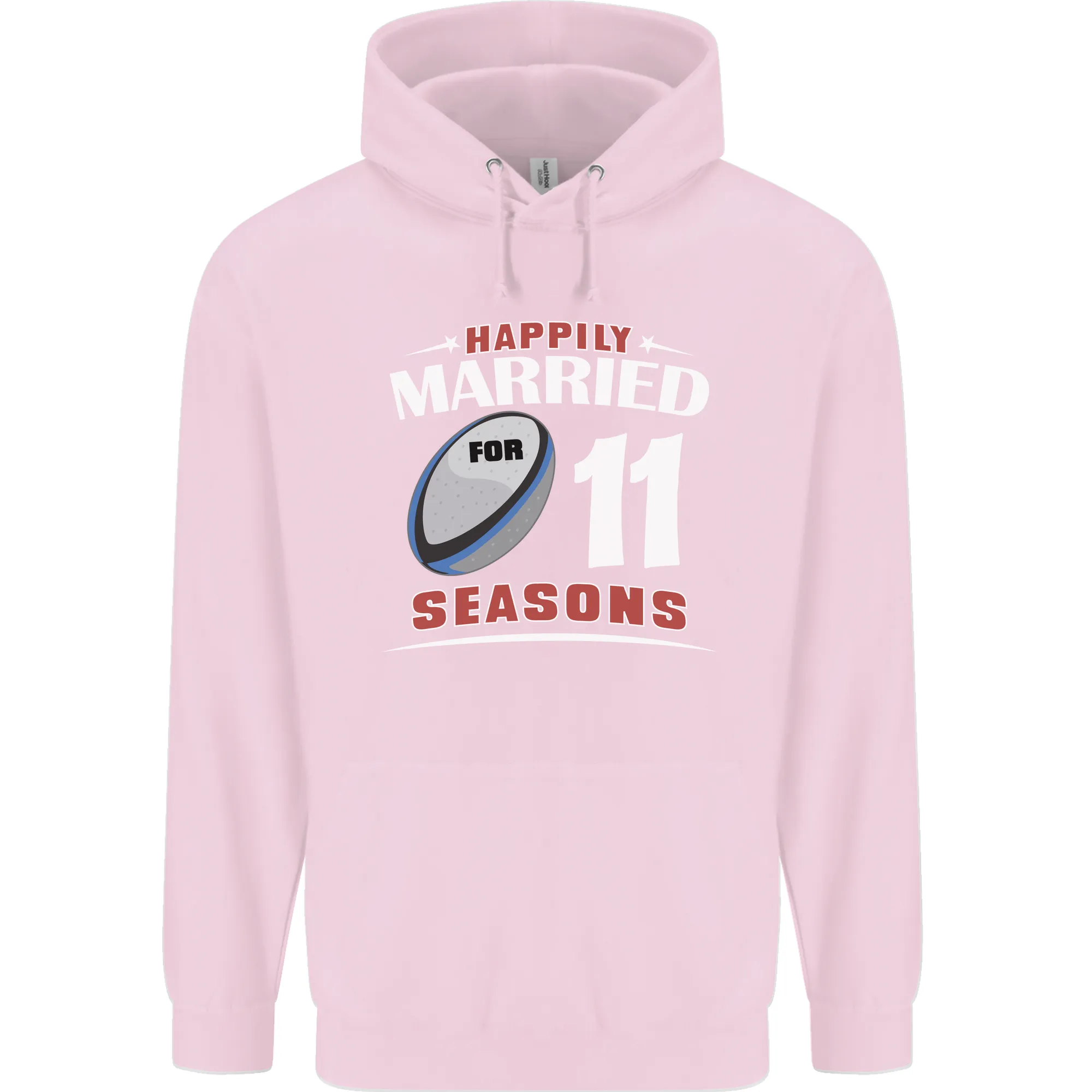 11 Year Wedding Anniversary 11th Rugby Mens 80% Cotton Hoodie