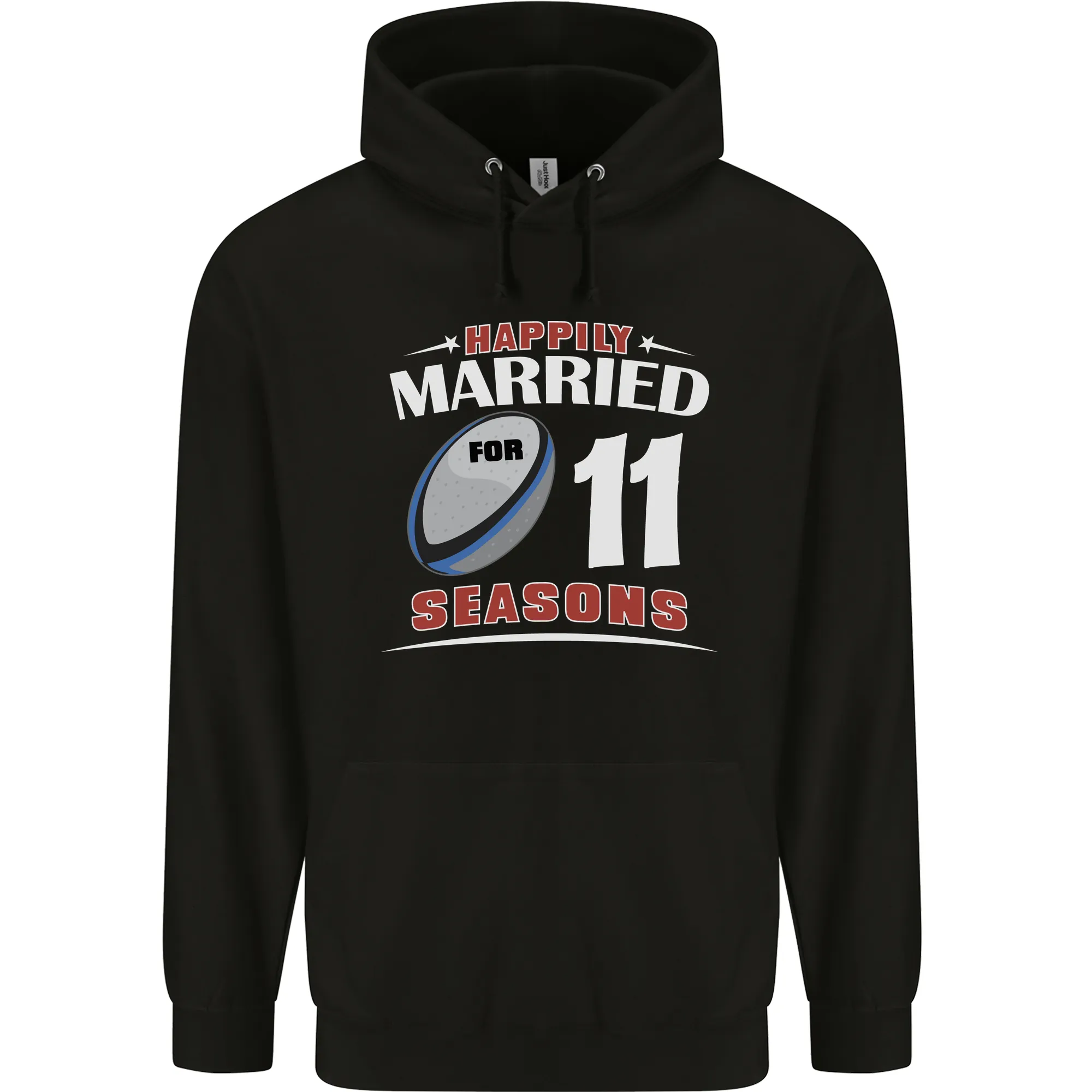 11 Year Wedding Anniversary 11th Rugby Mens 80% Cotton Hoodie