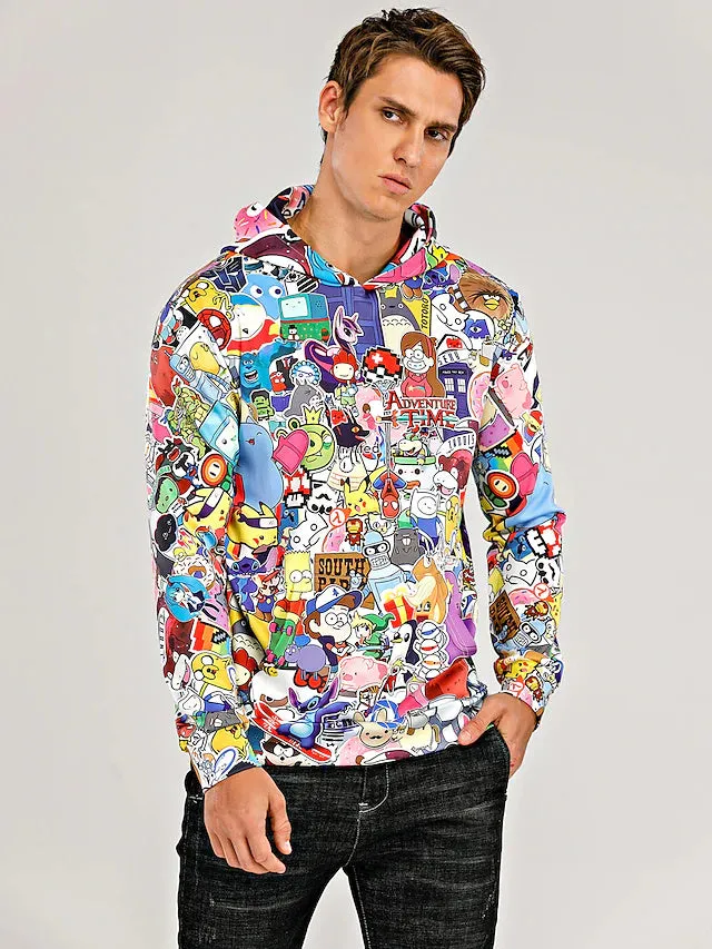 3D Print Hoodie with Cartoon Skull Print