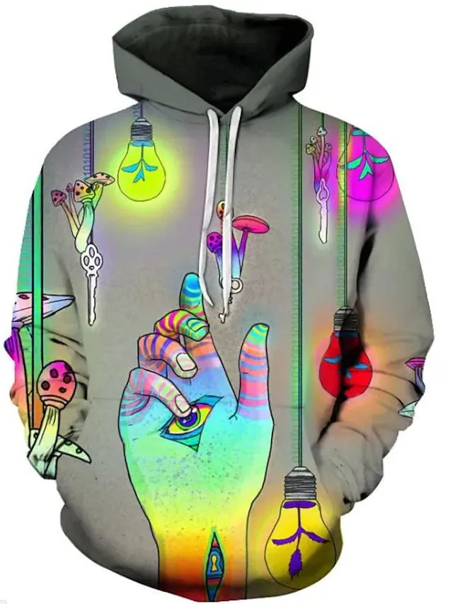 3D Print Hoodie with Cartoon Skull Print