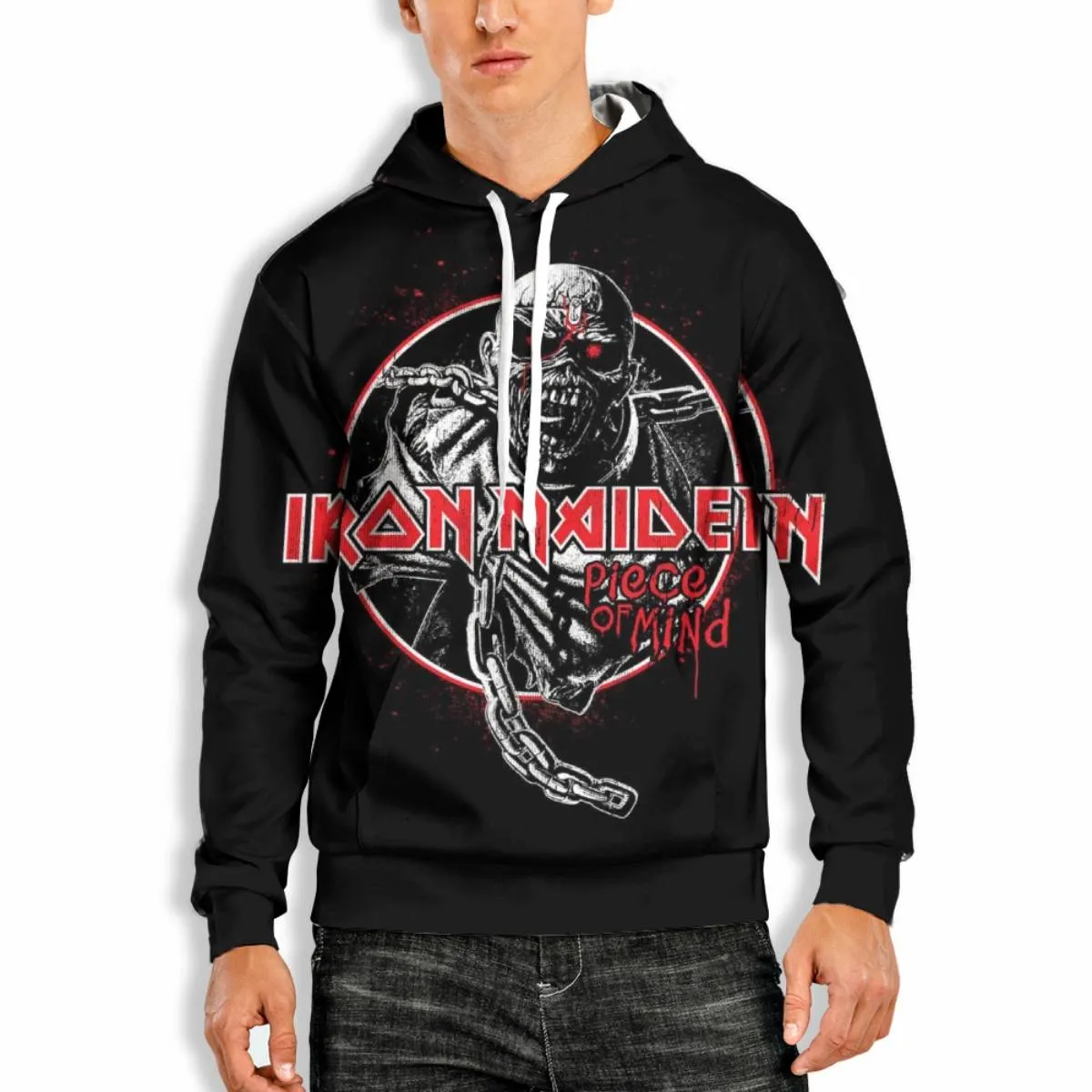 3D PRINT HOODIES WITH HEART SKULL PRINT