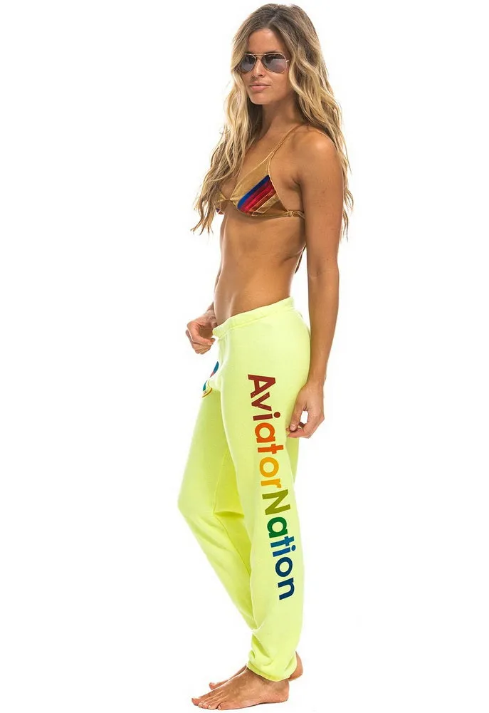 Aviator Nation Neon Logo Sweatpant in Neon Yellow