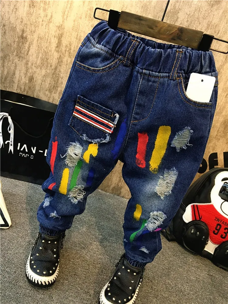 Baby & Toddler Boys Jeans Spring Autumn Children Boys Casual Hole Pants - BBJ0211