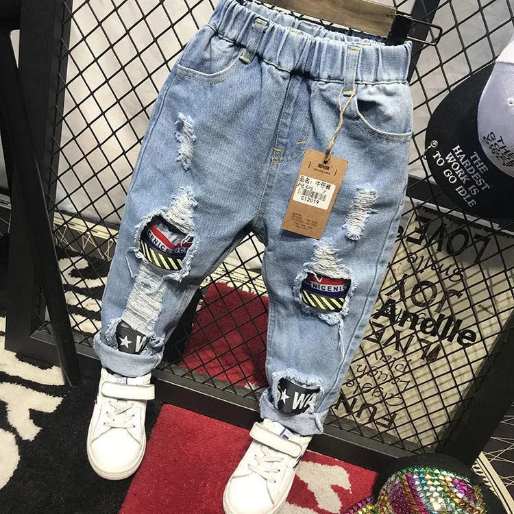 Baby & Toddler Boys Jeans Spring Autumn Children Boys Casual Hole Pants - BBJ0211