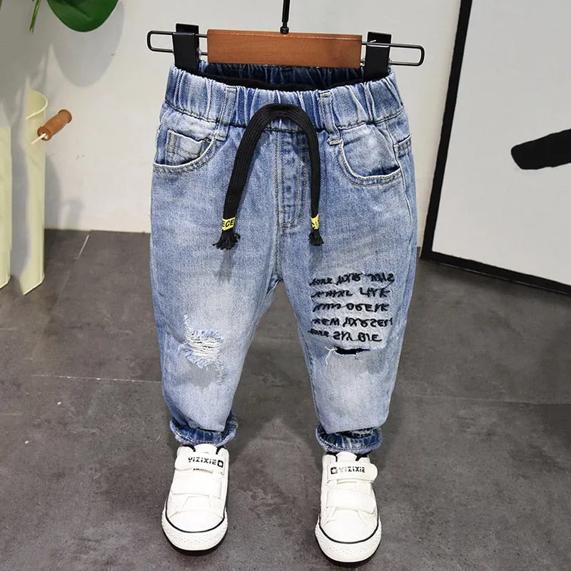 Baby & Toddler Boys Jeans Spring Autumn Children Boys Casual Hole Pants - BBJ0211