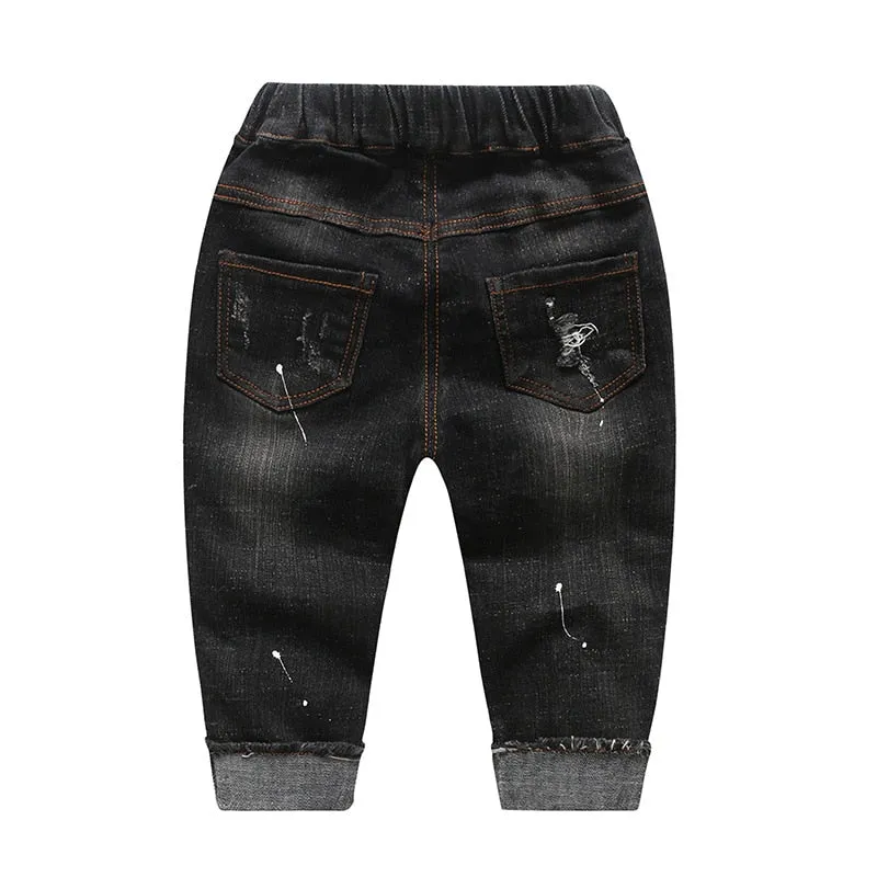 Baby & Toddler Boys Jeans Stretchy Denim Clothing Boys Ripped Holes Pants - BBJ0213