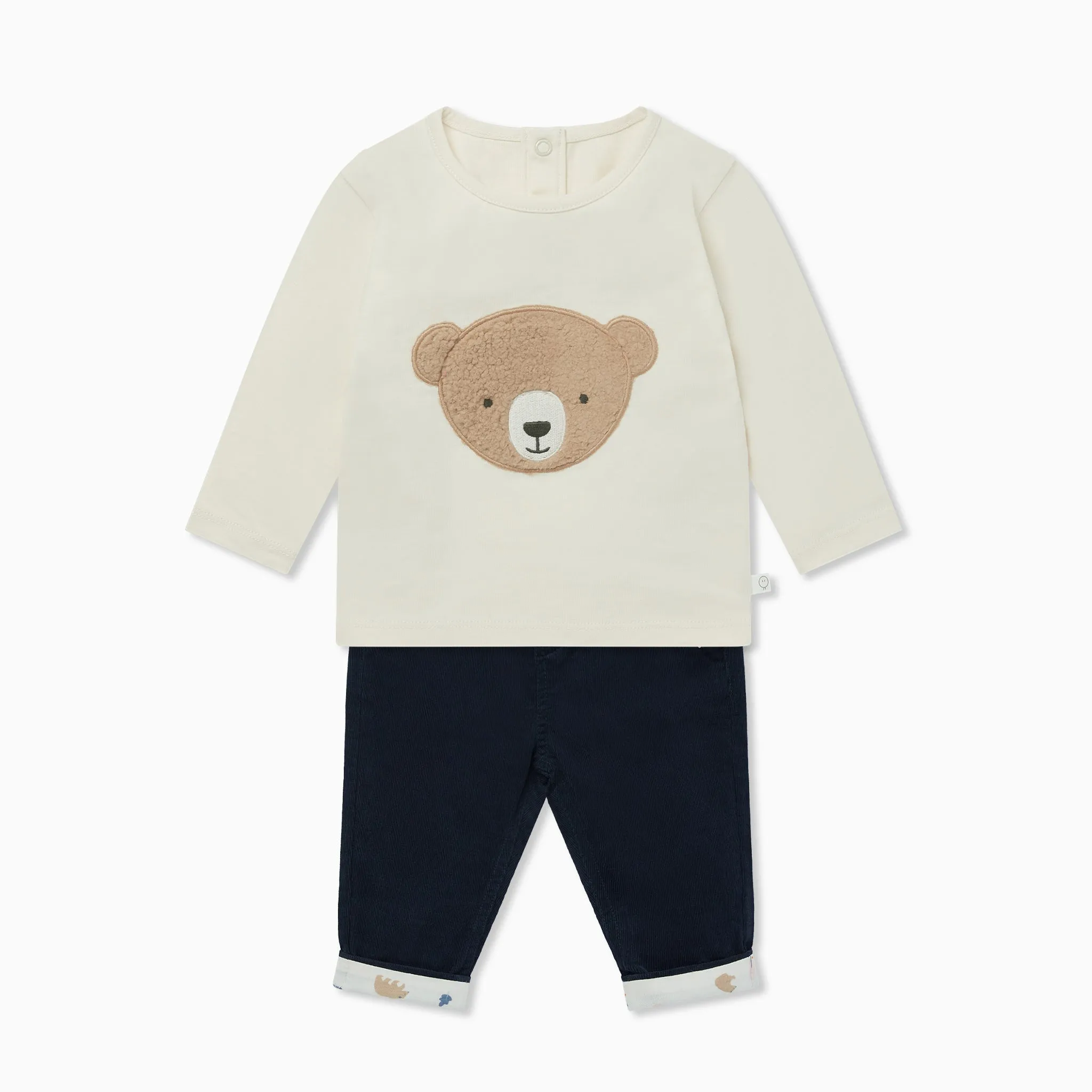 Bear T-Shirt & Corduroy Trousers Outfit