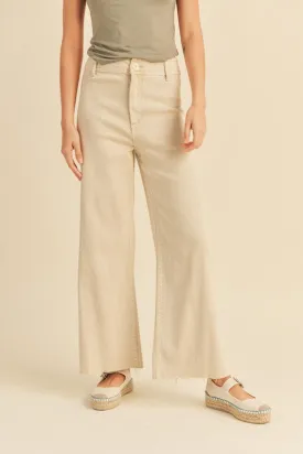 Beige Straight Wide Leg Denim Pants