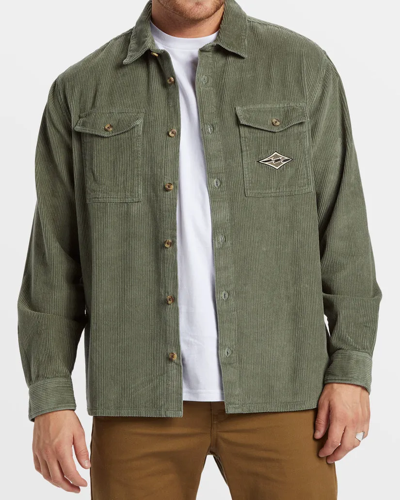 Billabong Bong Days Long Sleeve Cord Shirt - SAGE