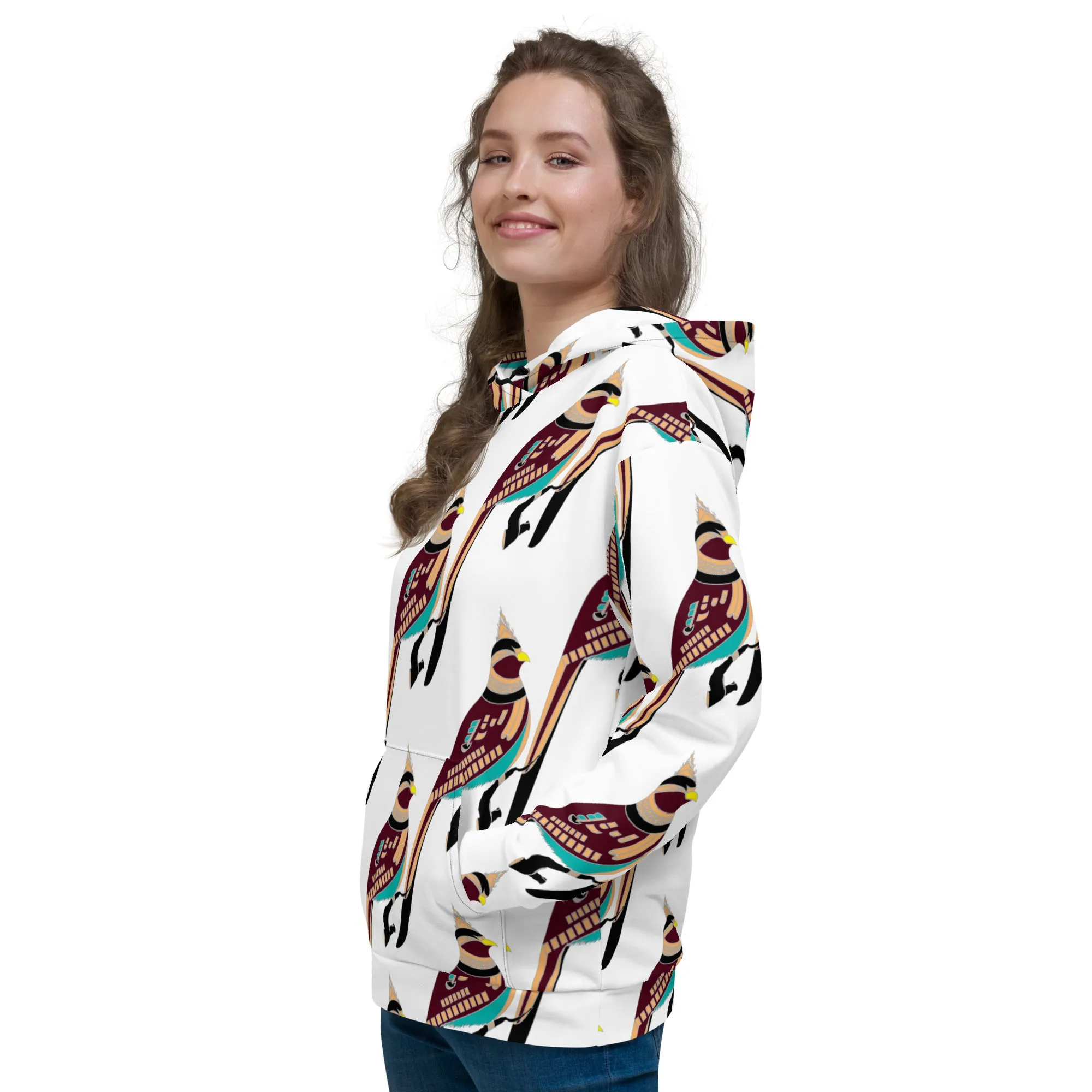 Bird Art Print Hoodie for Women – Casual Fashion Statement Graphic Hoodie with Bird Design. - Cute And Trendy Warm Hoodies Street Casual Hoodie