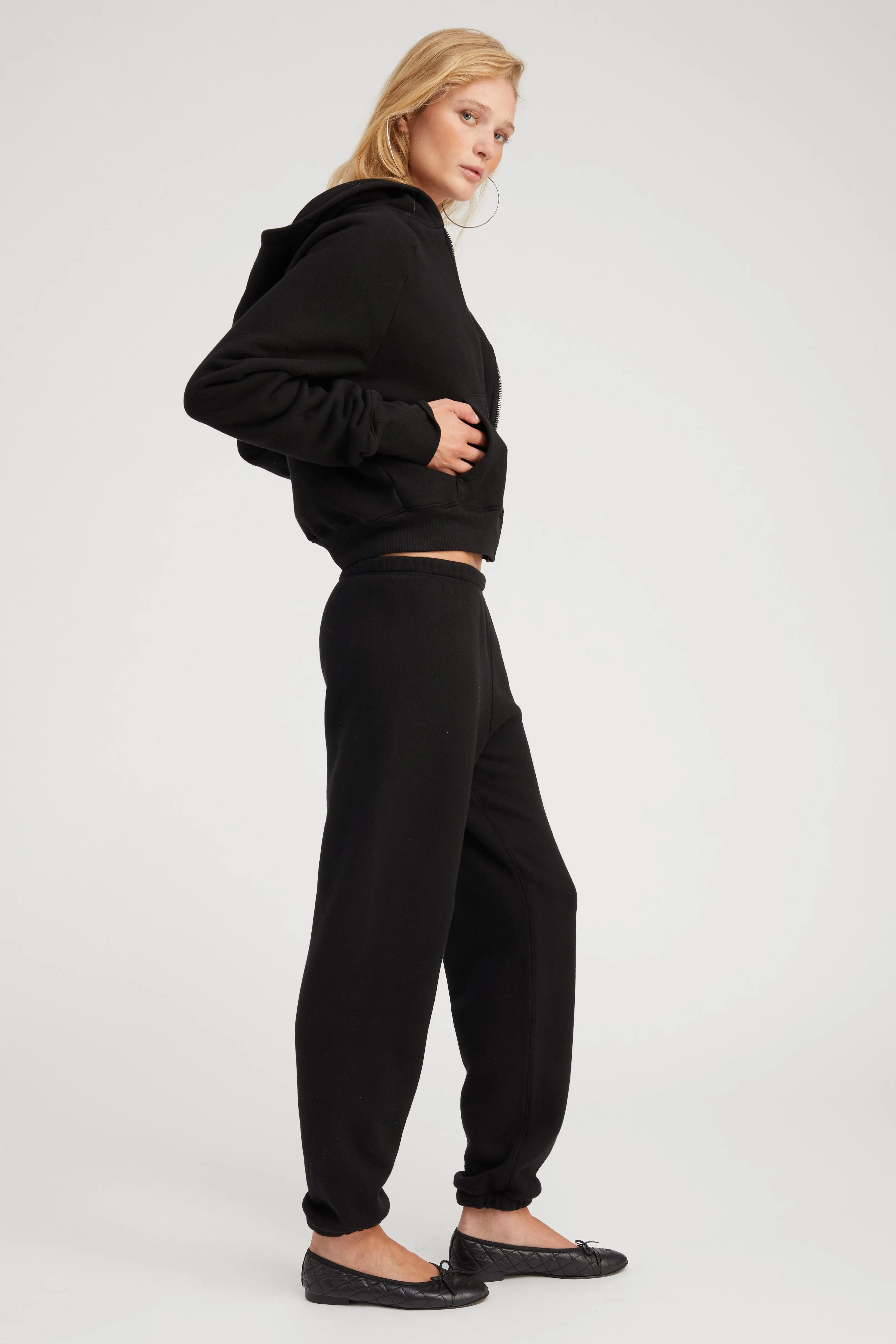 Black Cotton Mini Logo Sweatpants