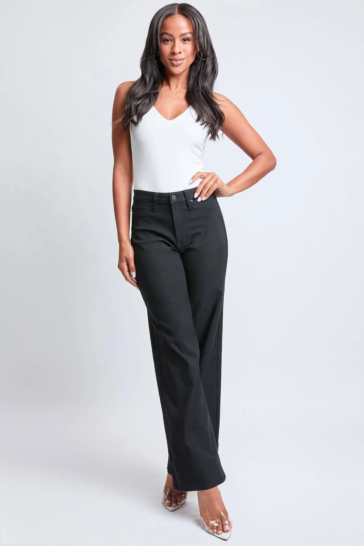 Black Hyperstretch High Rise Wide Leg