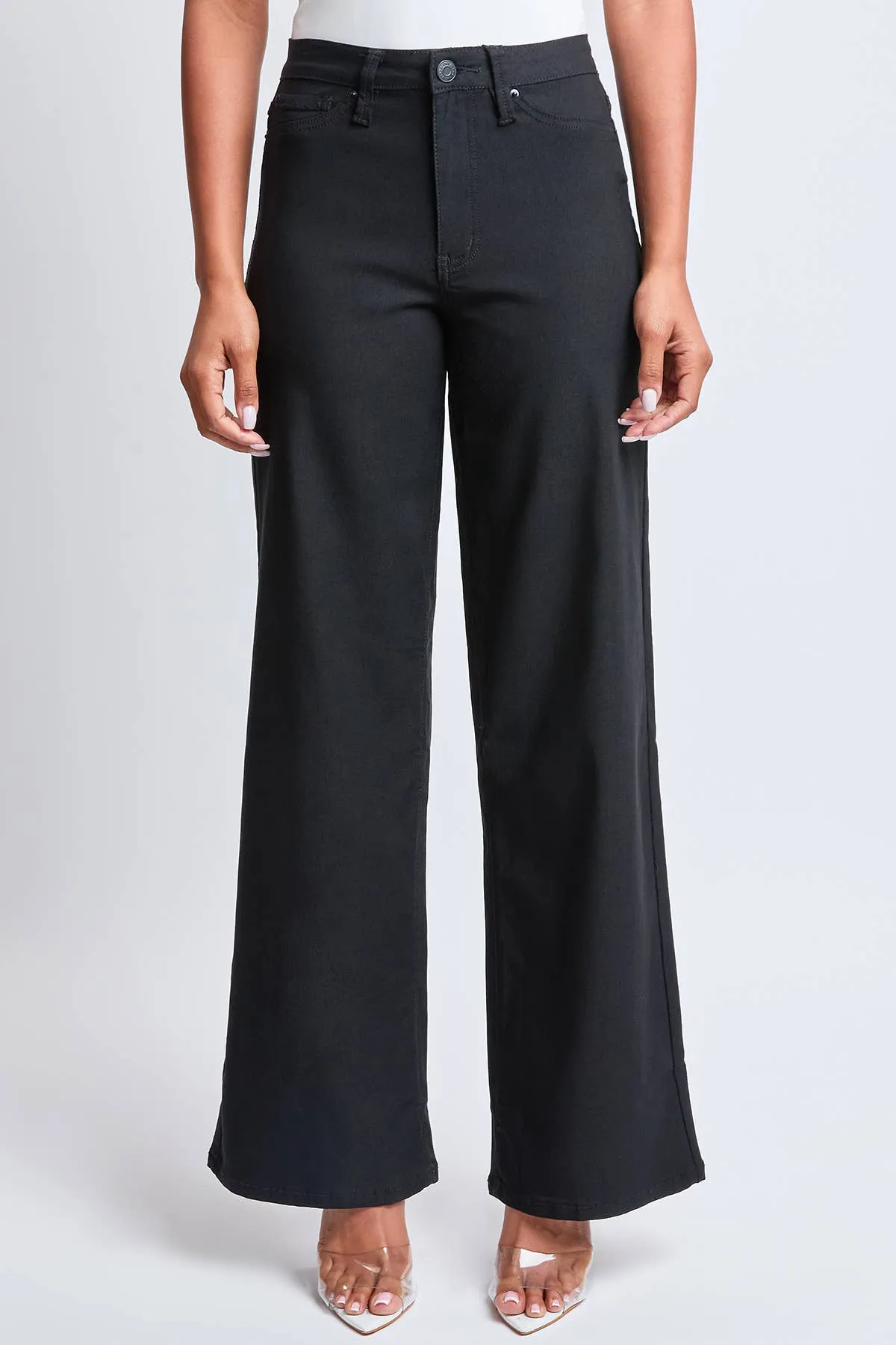 Black Hyperstretch High Rise Wide Leg