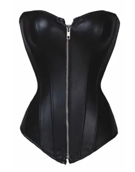 Black Pleather Zip Corset