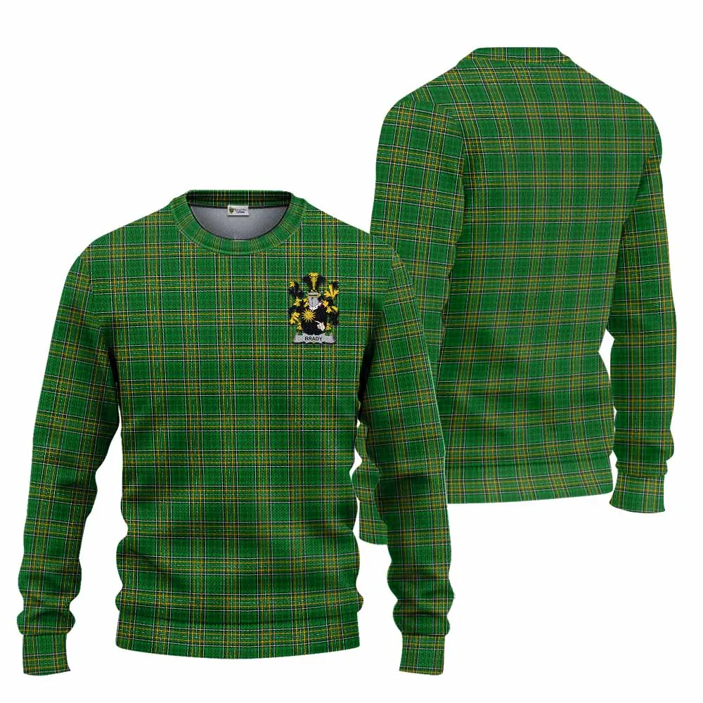 Brady Irish Clan Tartan Knitted Sweater with Coat of Arms