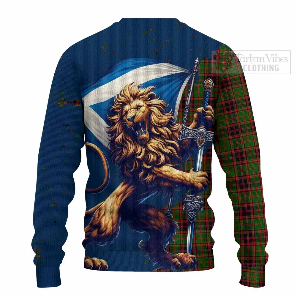 Buchan Tartan Family Crest Knitted Sweater with Scottish Majestic Lion