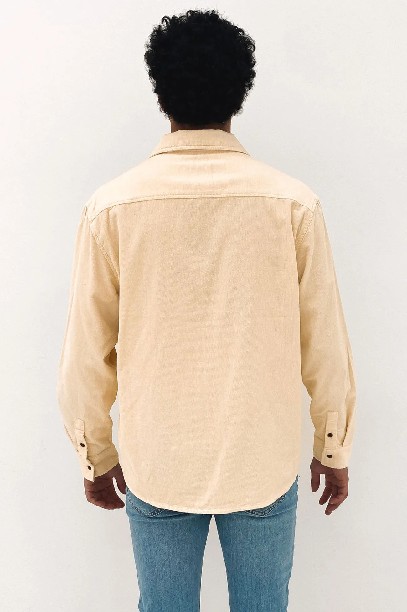 Button Up Cord Long Sleeve Shirt Cream