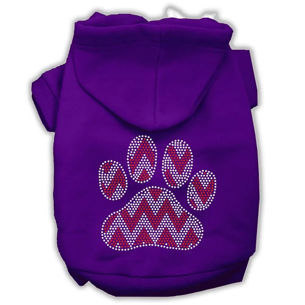 Candy Cane Chevron Paw Rhinestone Dog Hoodie Purple Xl (16)