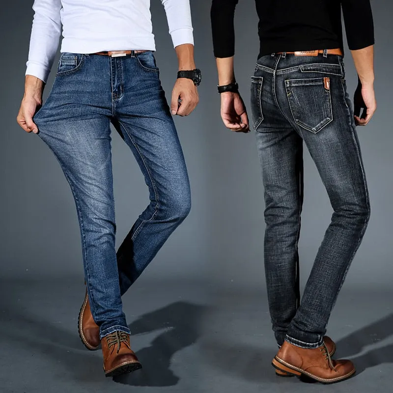 Casual Black Blue Slim Stretch Classic Denim Jeans