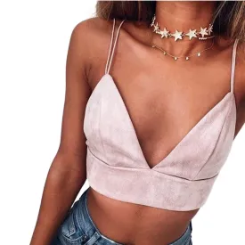 Casual Sexy Women's Strappy Cotton Cropped Top For Summer