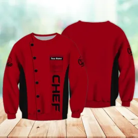 Chef Red Uniform Custom Name 3D Sweatshirt Hoodie Christmas Shirt