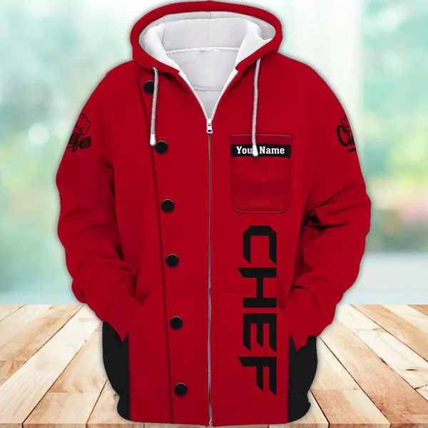 Chef Red Uniform Custom Name 3D Sweatshirt Hoodie Christmas Shirt