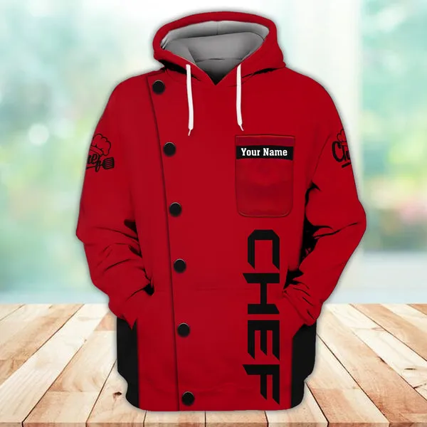 Chef Red Uniform Custom Name 3D Sweatshirt Hoodie Christmas Shirt