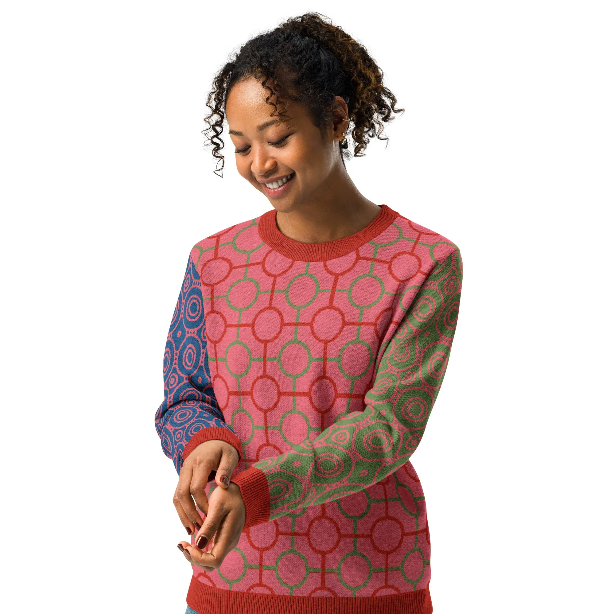 Circle Mind Jerk in Pink Knitted Crewneck Sweater