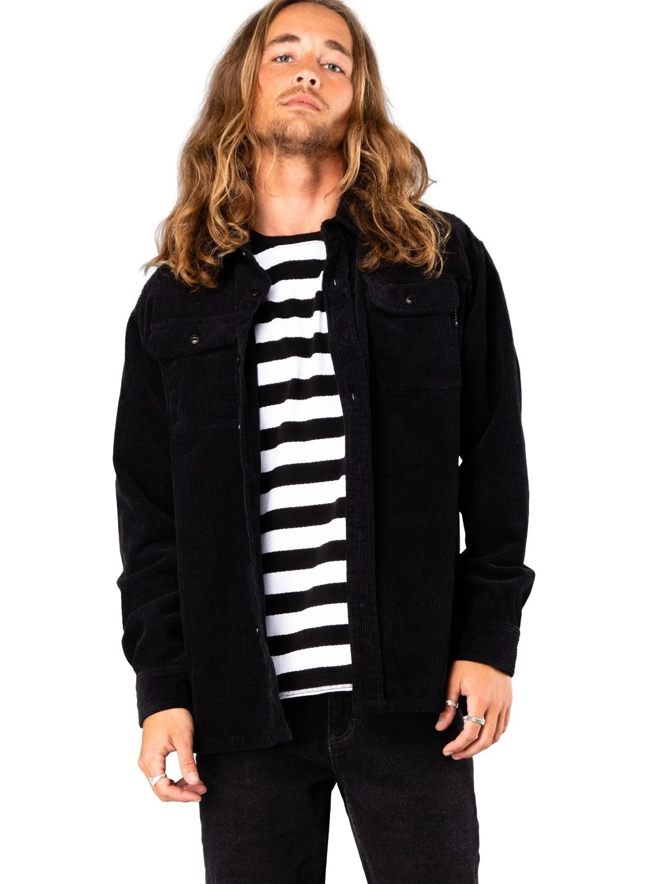 Coop Corduroy Long Sleeve Shirt - Black