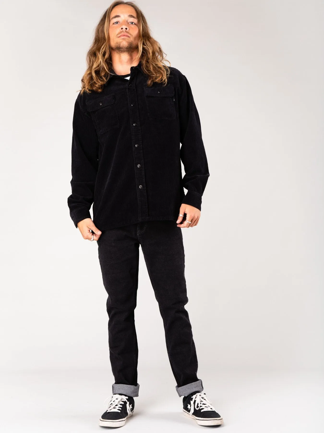 Coop Corduroy Long Sleeve Shirt - Black