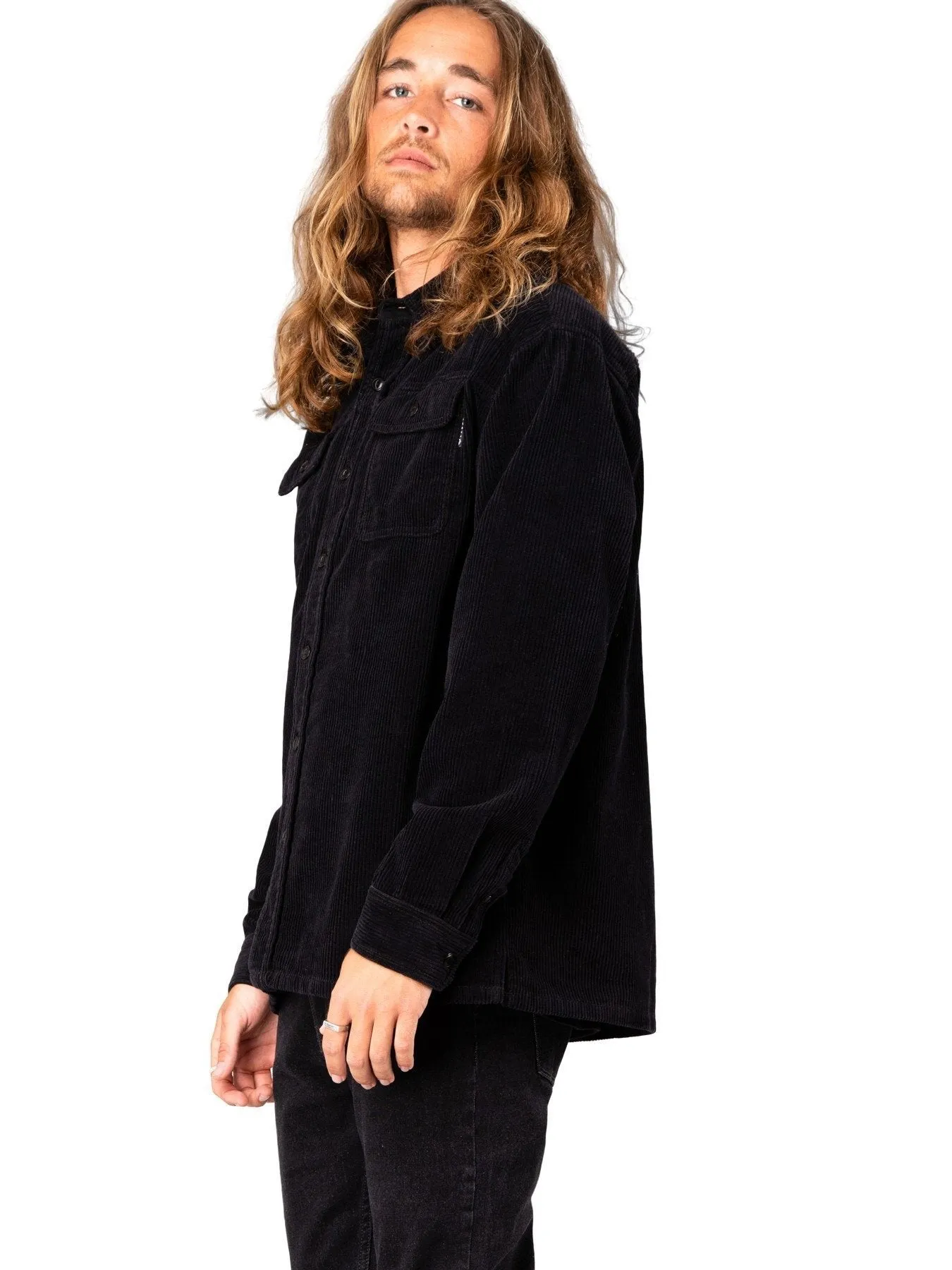 Coop Corduroy Long Sleeve Shirt - Black