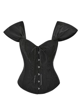 Corset Top for Women with Sleeves Bustier Overbust Lace Up Bodice Lingerie