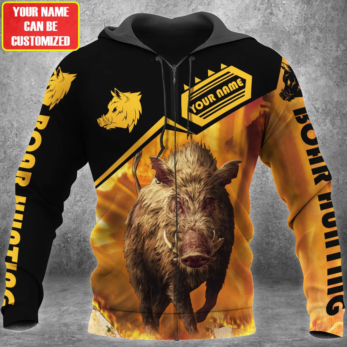 Customized Name Boar Hunting 3D Hoodie Shirt, Boar Hunting Shirt for Men