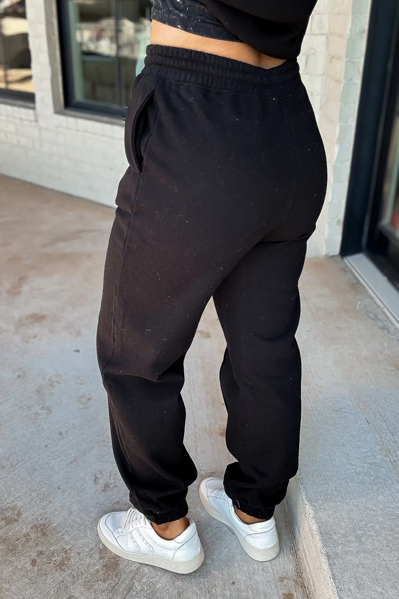 Cute Take Black High Waisted Pintuck Sweatpants