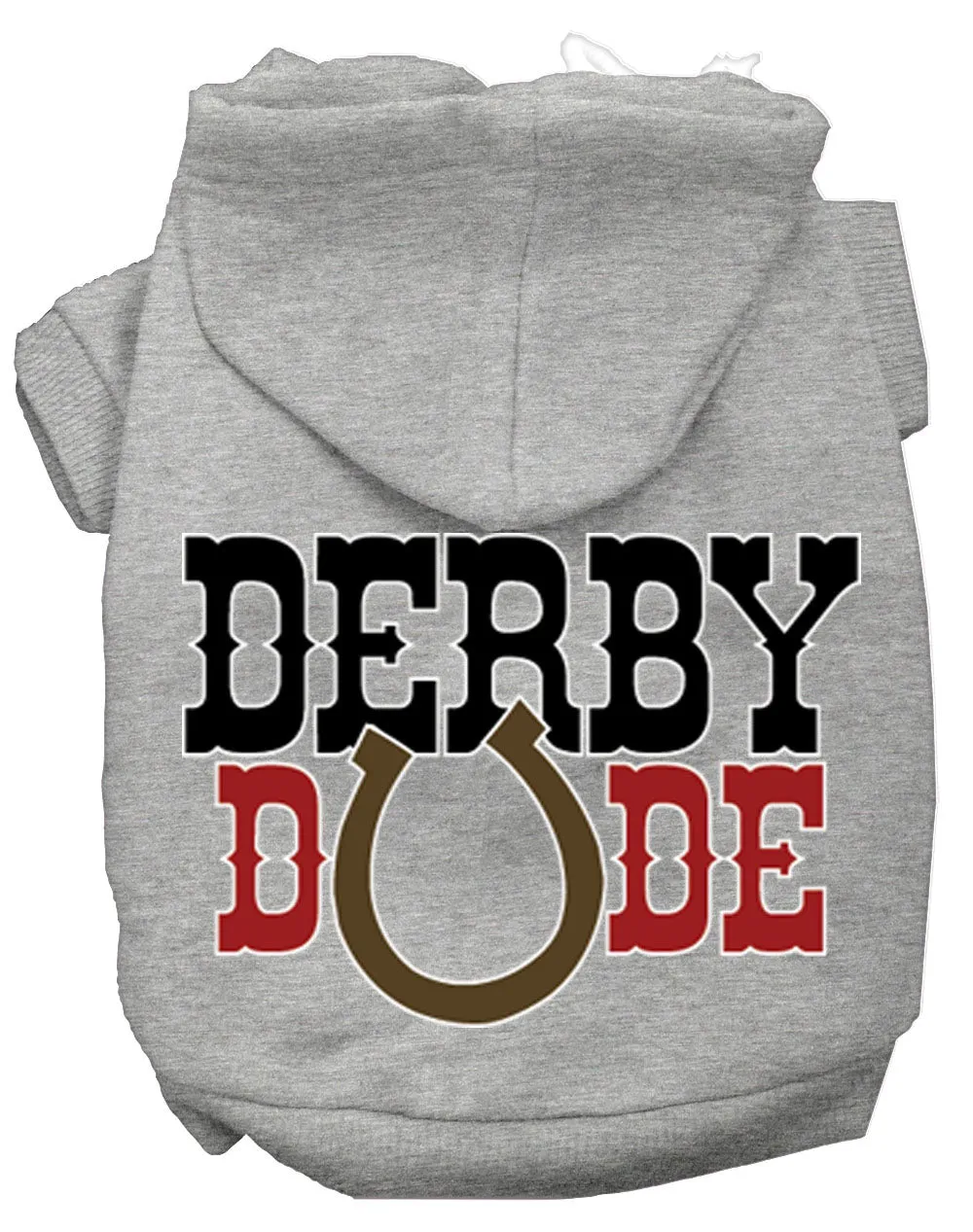 Derby Dude Screen Print Dog Hoodie Grey L