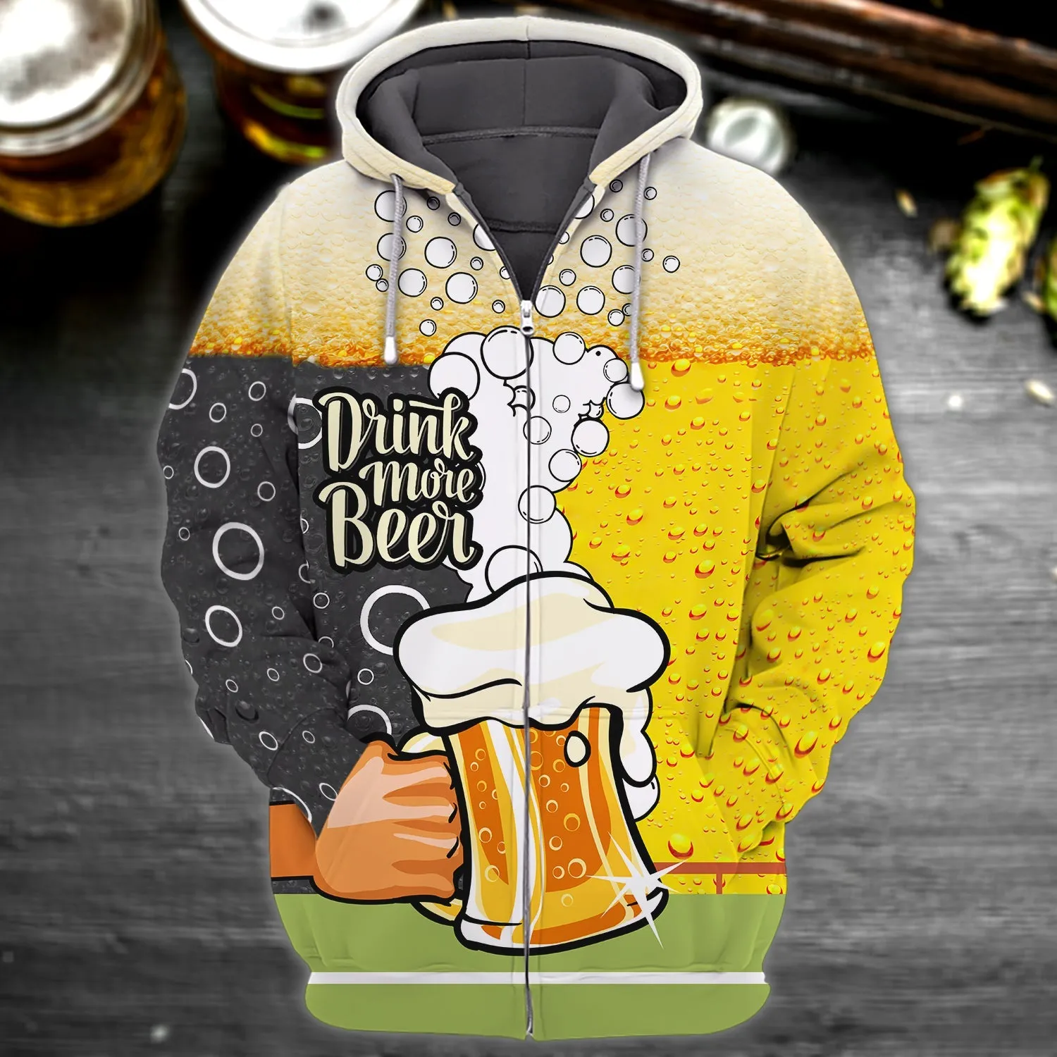 Drink More Beer 3D Full Printed Sweatshirt Hoodie Bomber, Gift for Beer Lovers Christmas