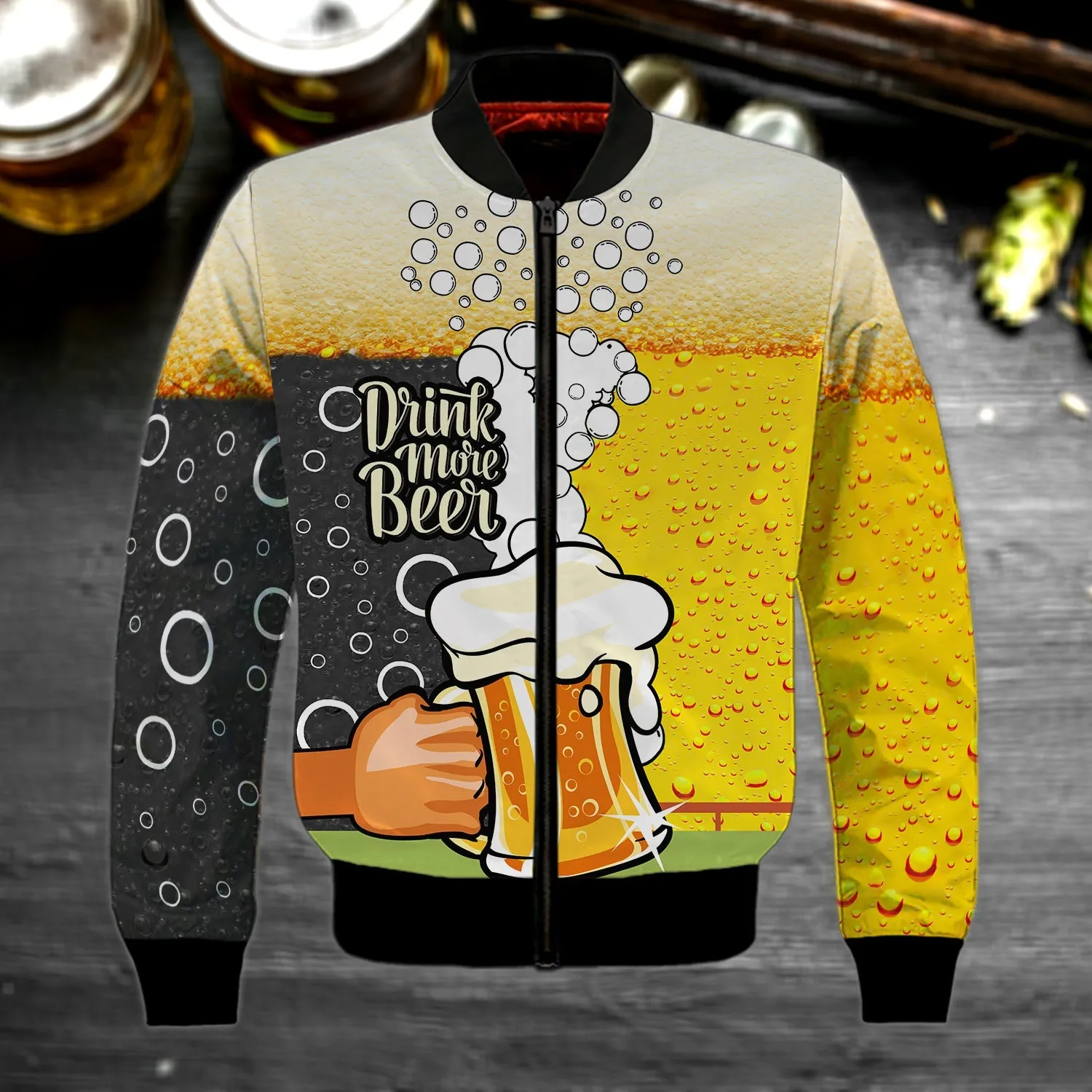 Drink More Beer 3D Full Printed Sweatshirt Hoodie Bomber, Gift for Beer Lovers Christmas