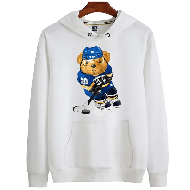 Eco-Friendly Ice Hockey Bear Hoodie