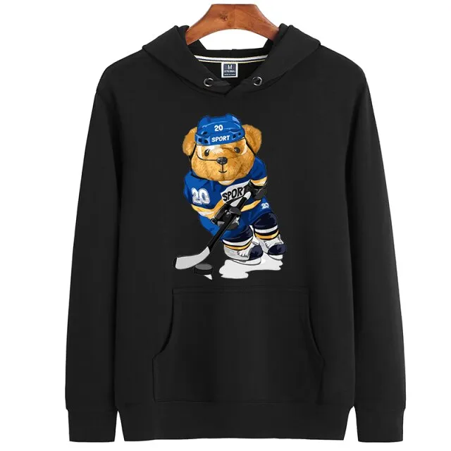 Eco-Friendly Ice Hockey Bear Hoodie