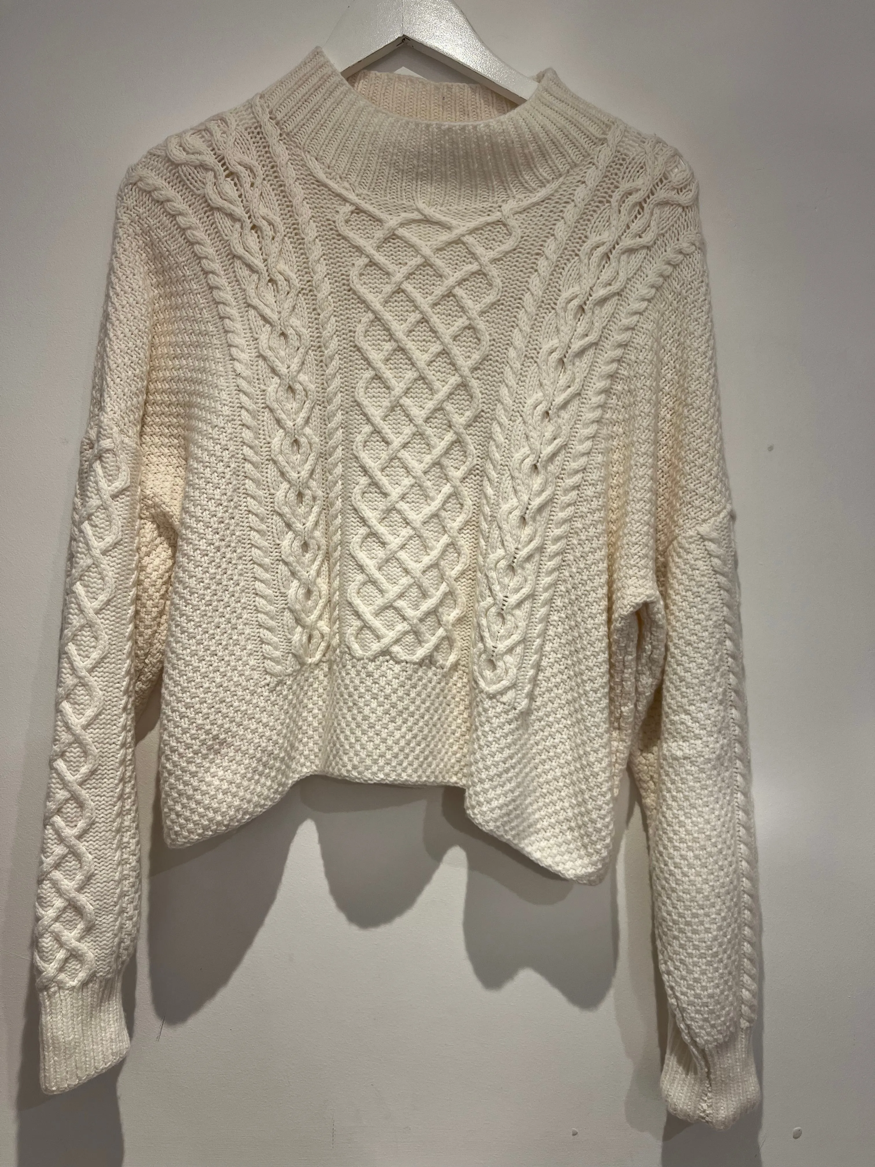 English Weather Cream Cashmere Aran Sweater