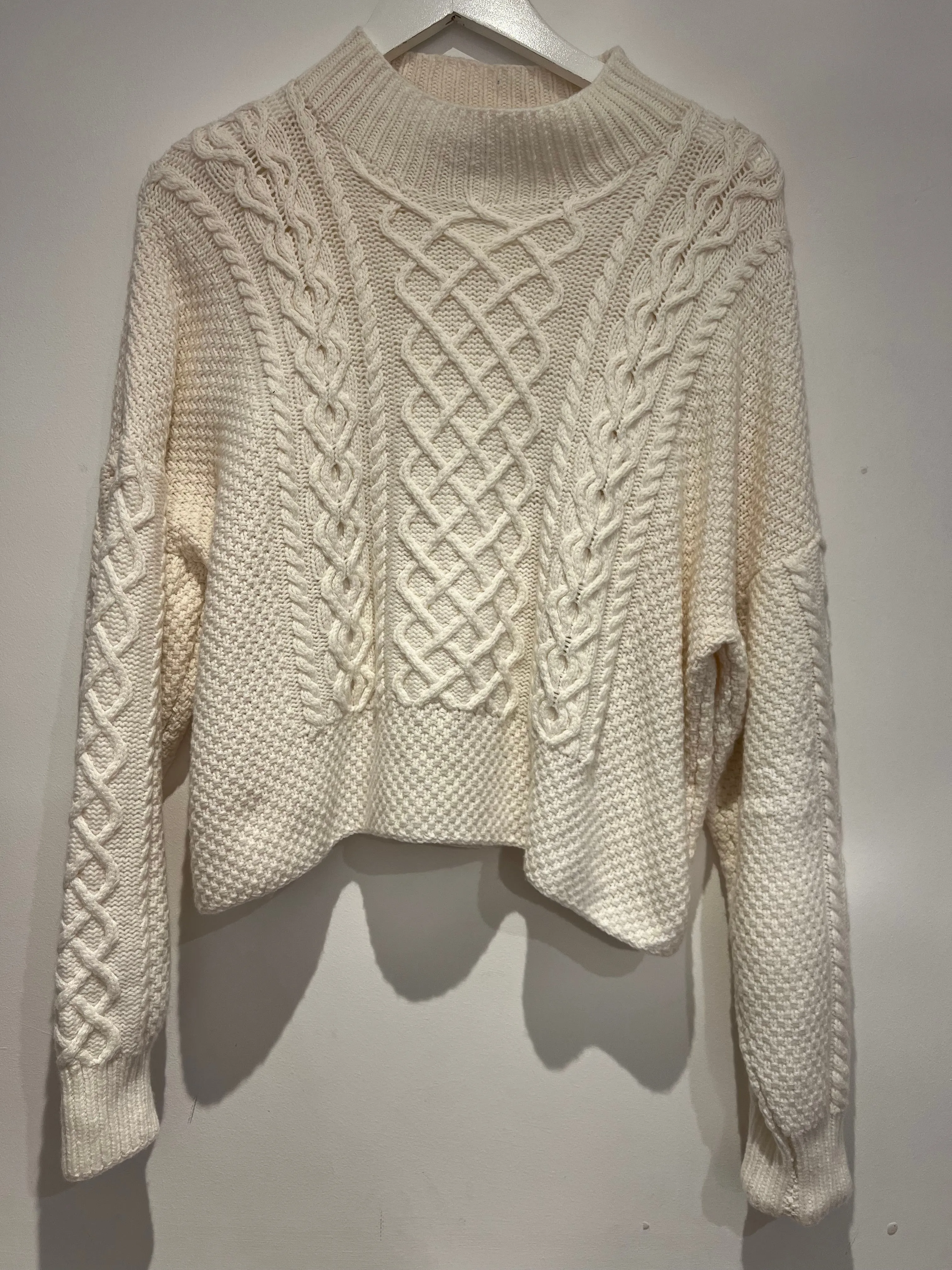 English Weather Cream Cashmere Aran Sweater