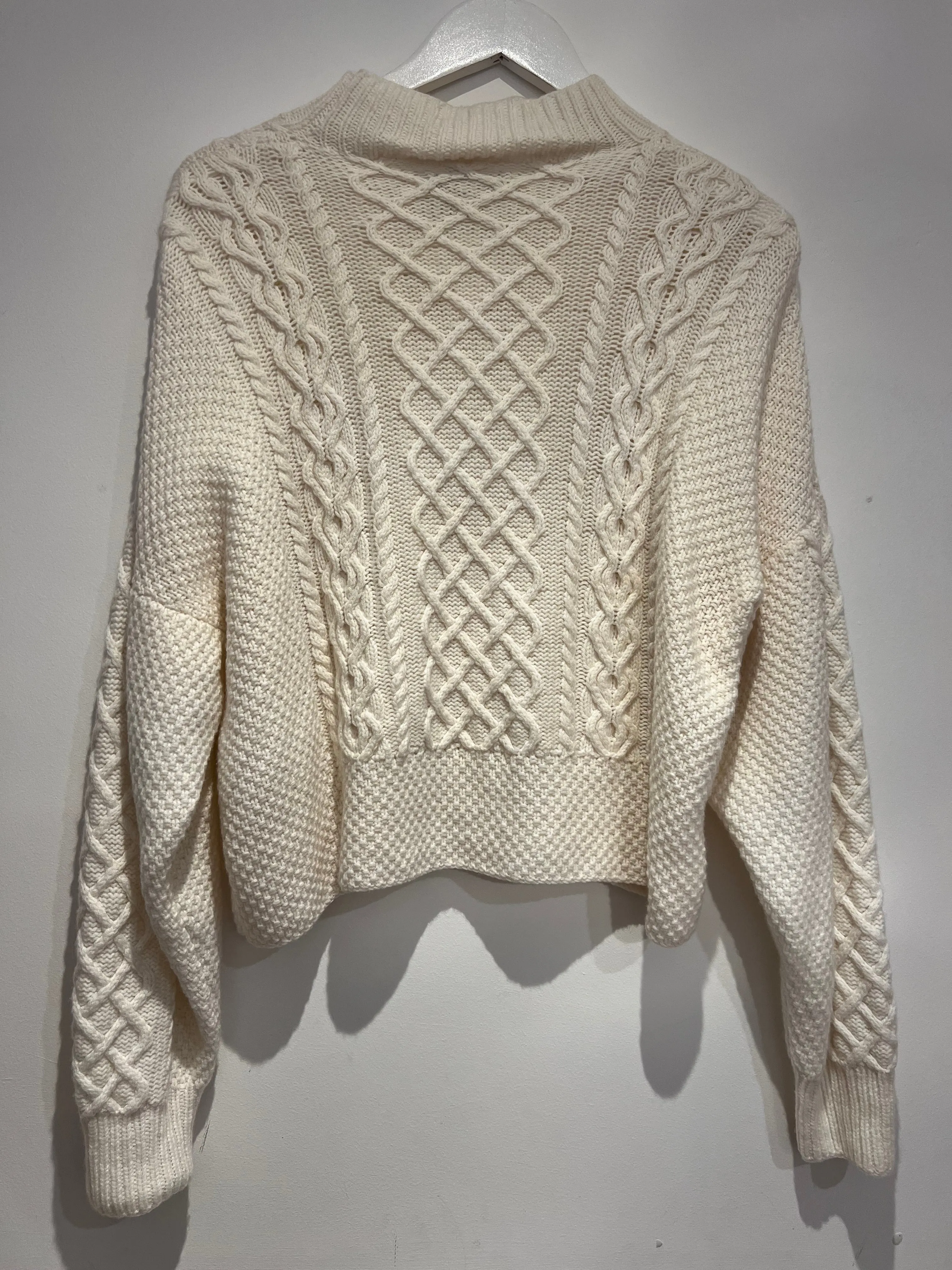 English Weather Cream Cashmere Aran Sweater