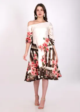 Floral Symphony Off-Shoulder Dress