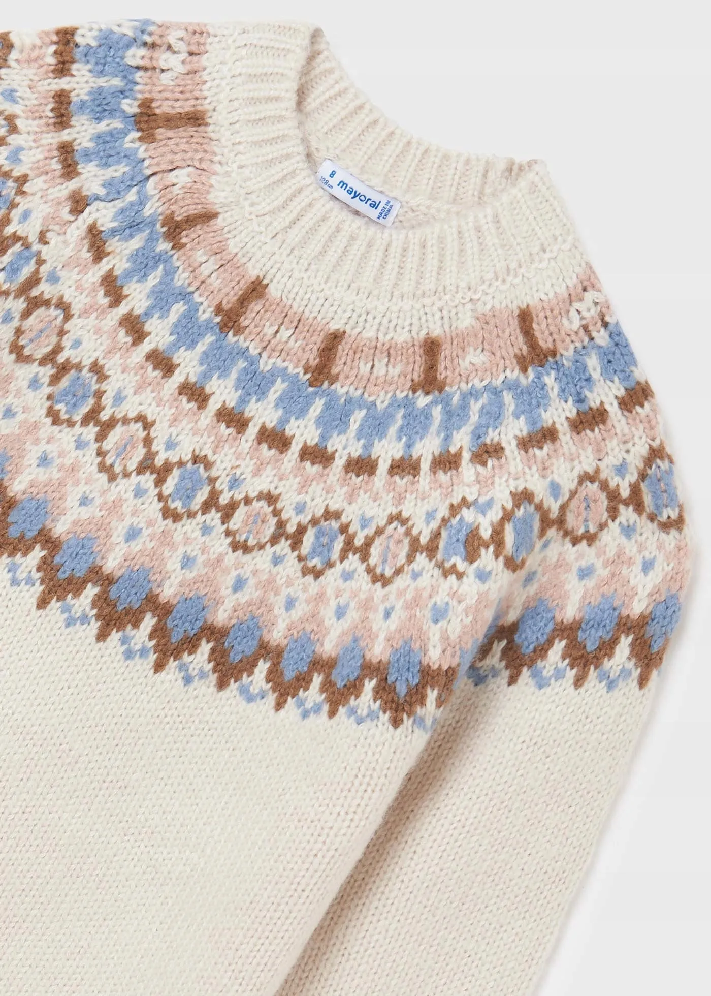 Girls Knitted Jacquard Sweater - BEIGE | Mayoral