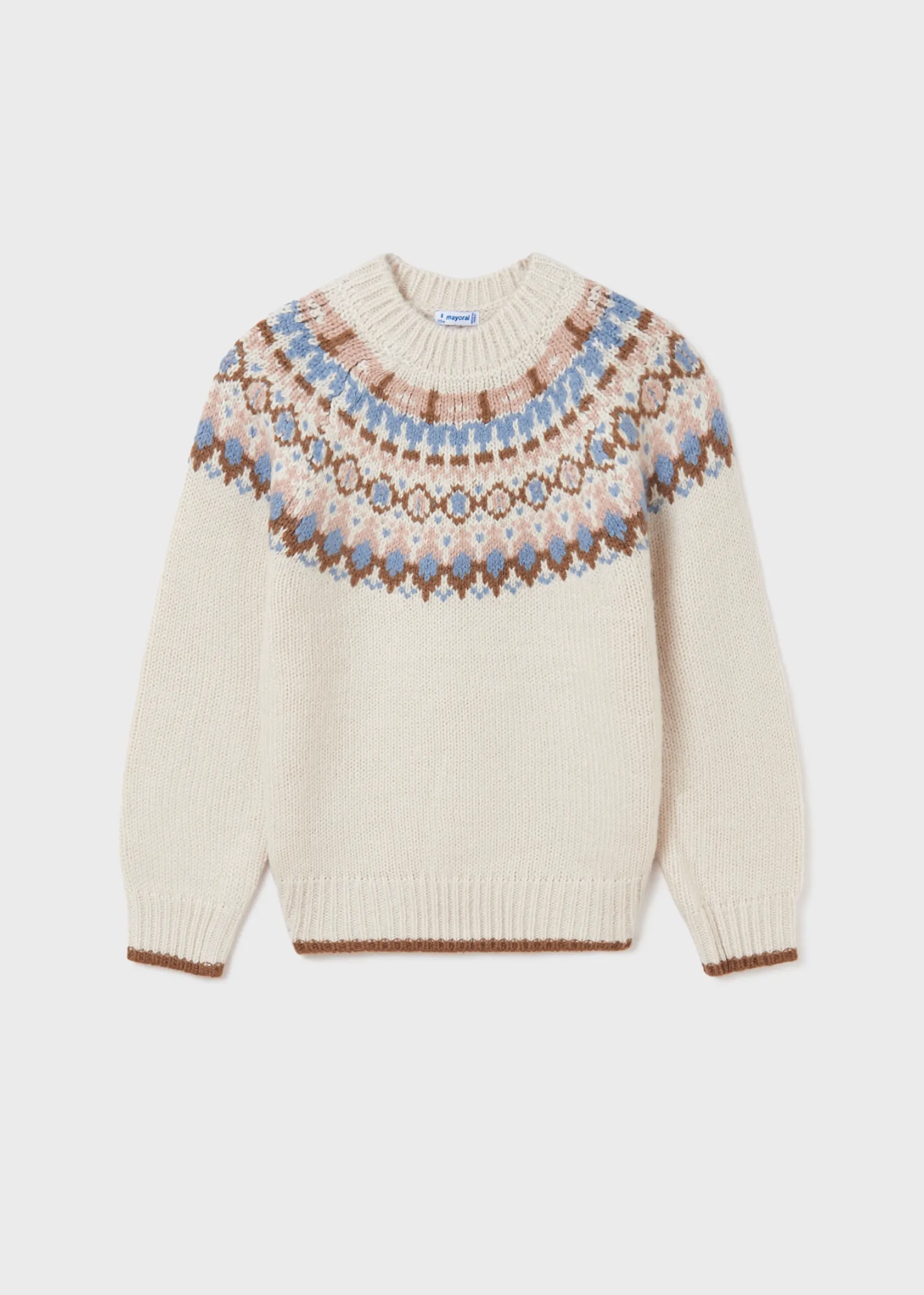 Girls Knitted Jacquard Sweater - BEIGE | Mayoral