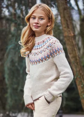 Girls Knitted Jacquard Sweater - BEIGE | Mayoral