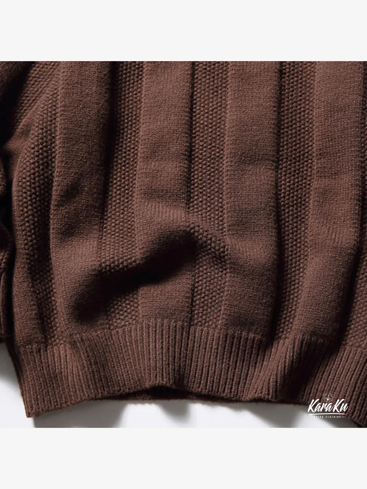 Half Button Ribbed Trim Knitted Sweater