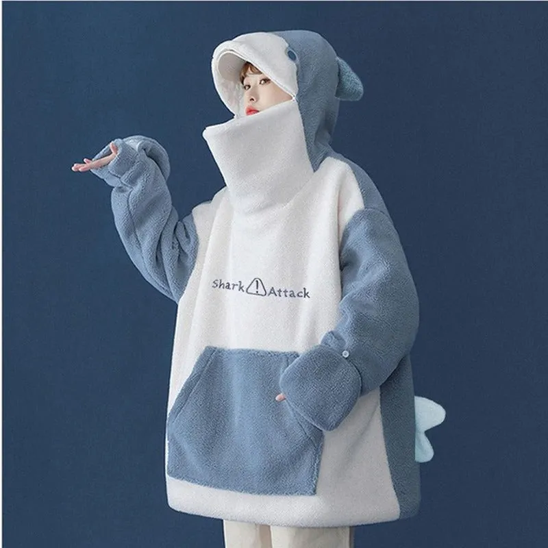 Harajuku Shark Oversized Kpop Style Kawaii Hoodie