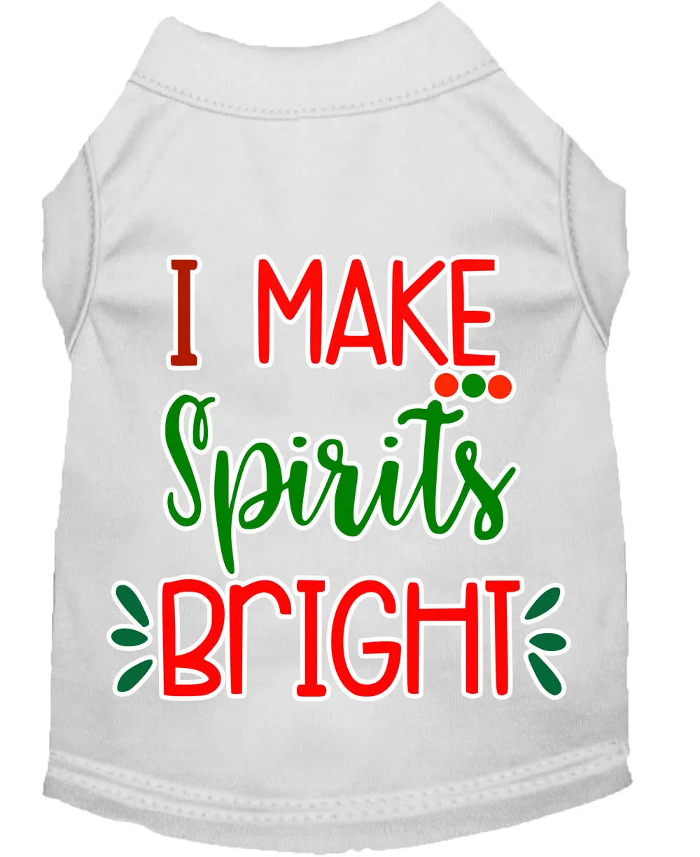 I Make Spirits Bright Screen Print Dog Shirt White Lg