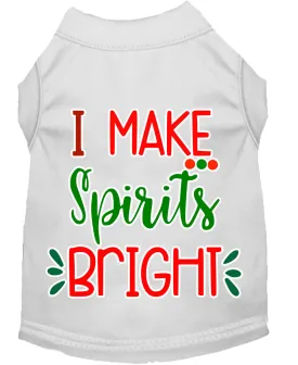 I Make Spirits Bright Screen Print Dog Shirt White Xl